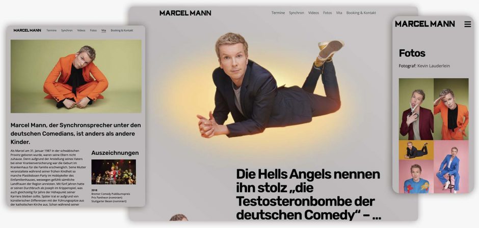 Website Marcel Mann 2023. Fotos: Kevin Lauderlein.